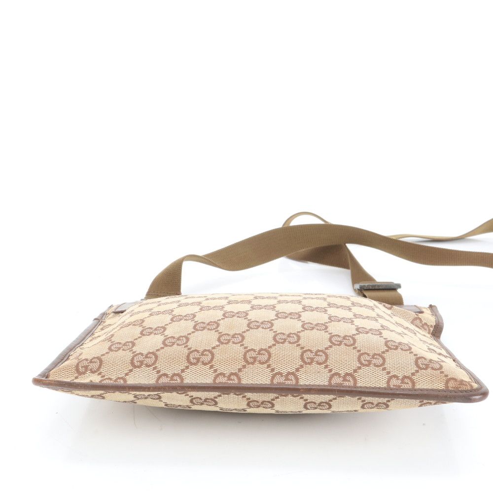美品 グッチ GG キャンバス レザー ショルダーバッグ 斜め掛け