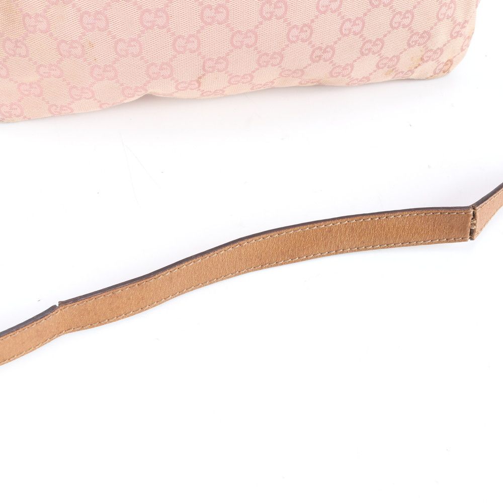 グッチ GG キャンバス レザー ショルダーバッグ 斜め掛け クロスボディ ピンク シルバー 金具 113013 レディース ECE CX 24-2