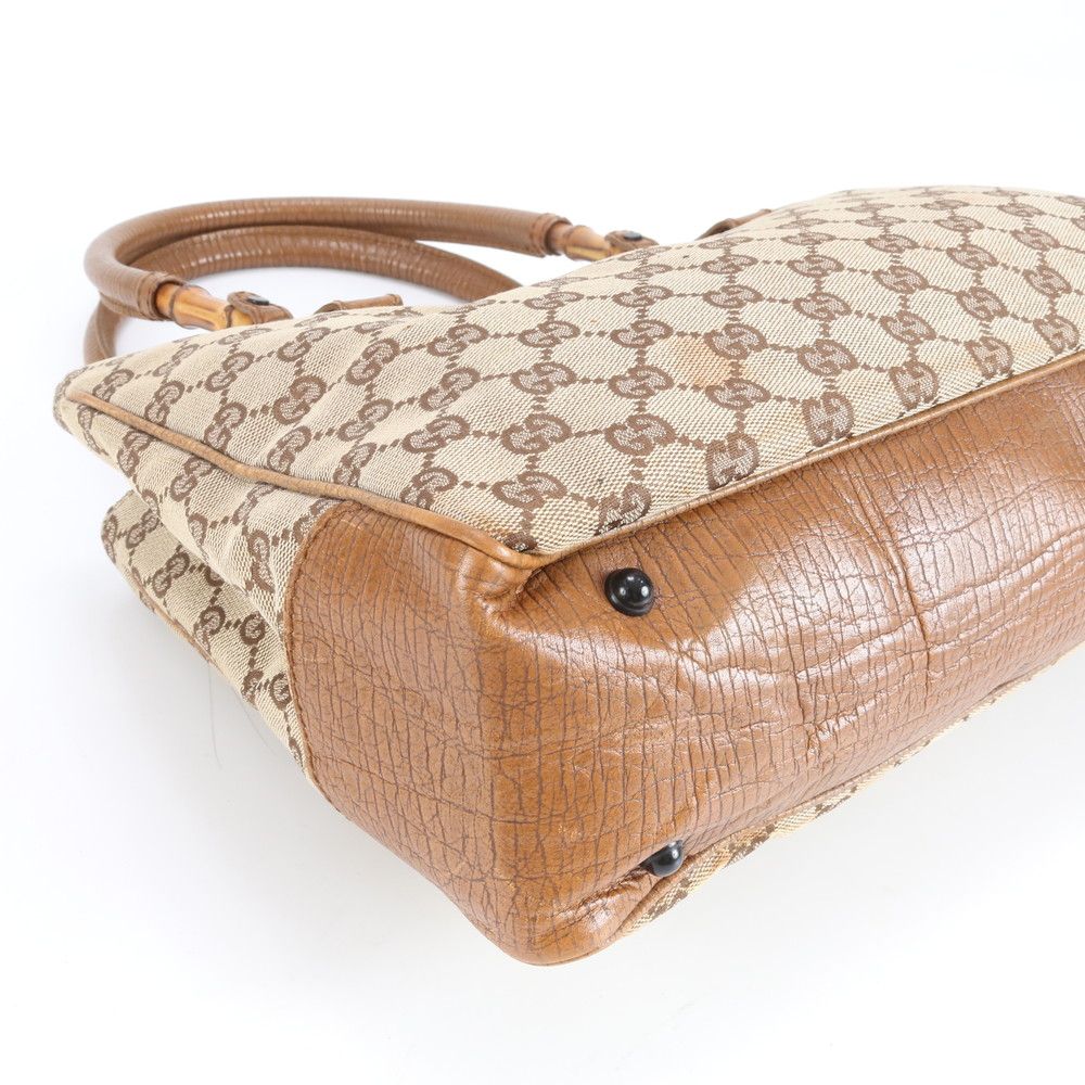 GUCCI グッチ GGキャンバスパンブートートバッグ ブラウン レディース