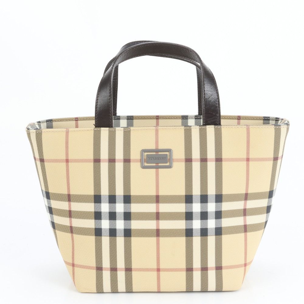 極美品 バーバリー ノバ チェック レザー トート バッグ ハンド