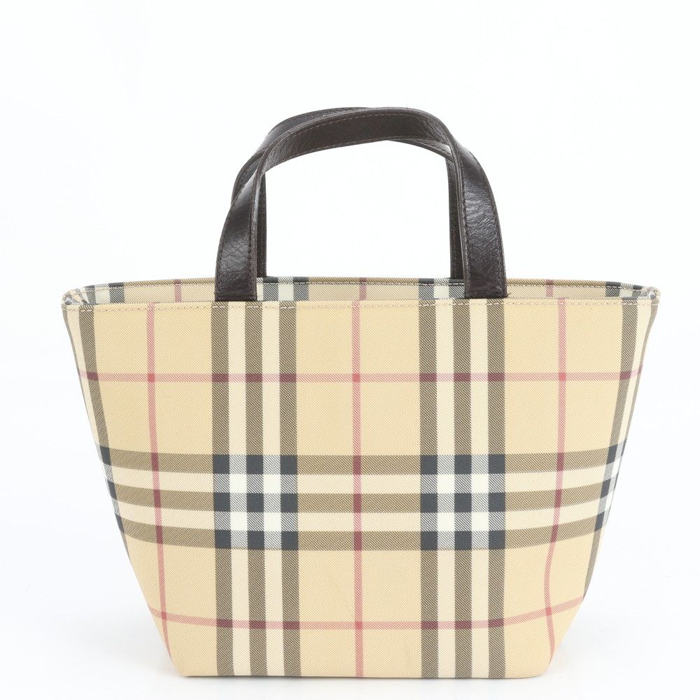 極美品 バーバリー ノバ チェック レザー トート バッグ ハンド