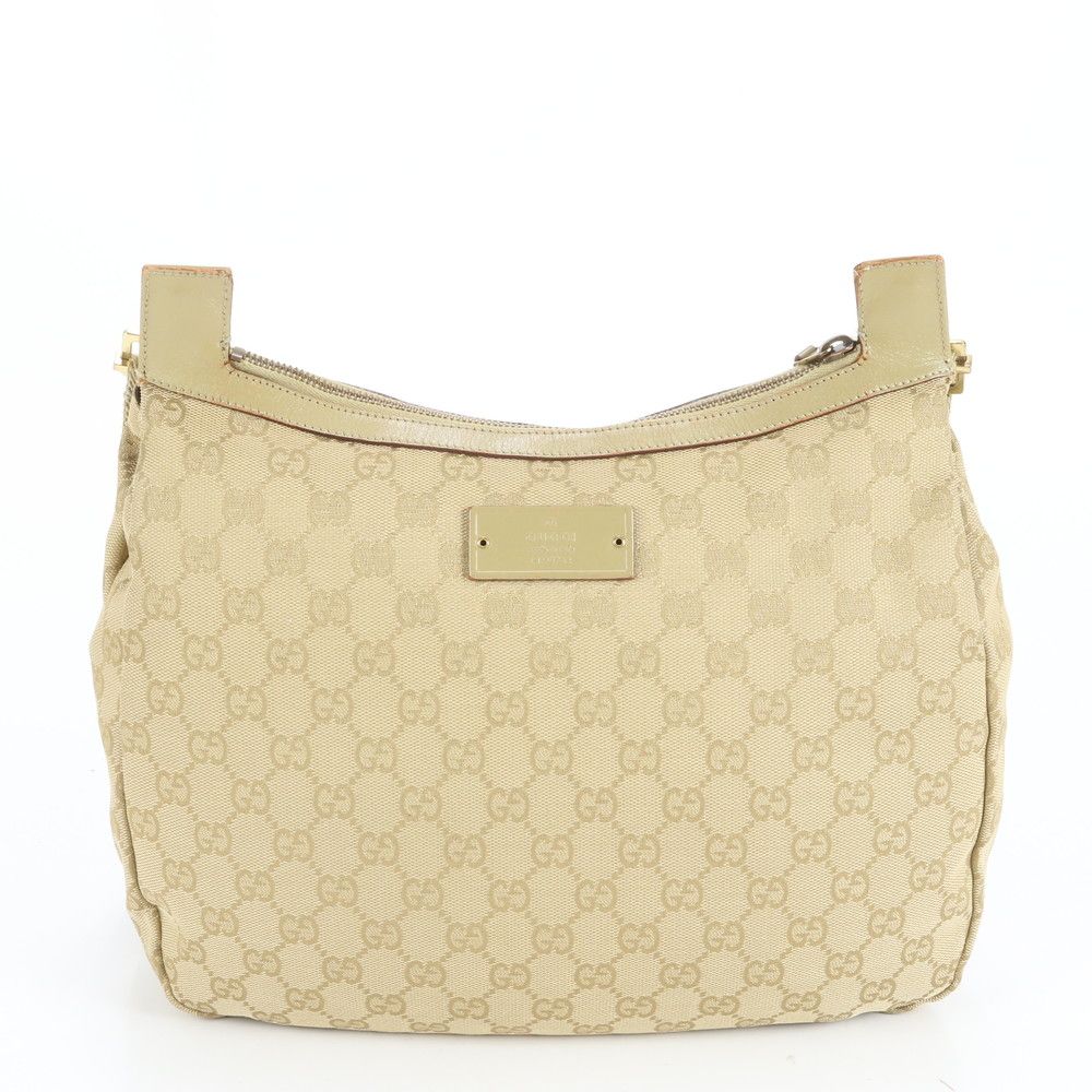 極美品 グッチ GG キャンバス レザー ショルダーバッグ 斜め掛け