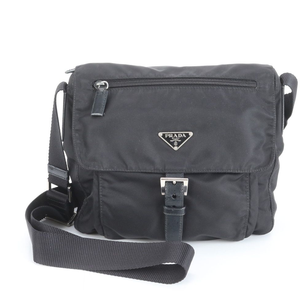 プラダ テスート ナイロン トライアングルロゴ レザー ショルダーバッグ 斜め掛け メッセンジャー 通勤 メンズ REM CZ 17-3