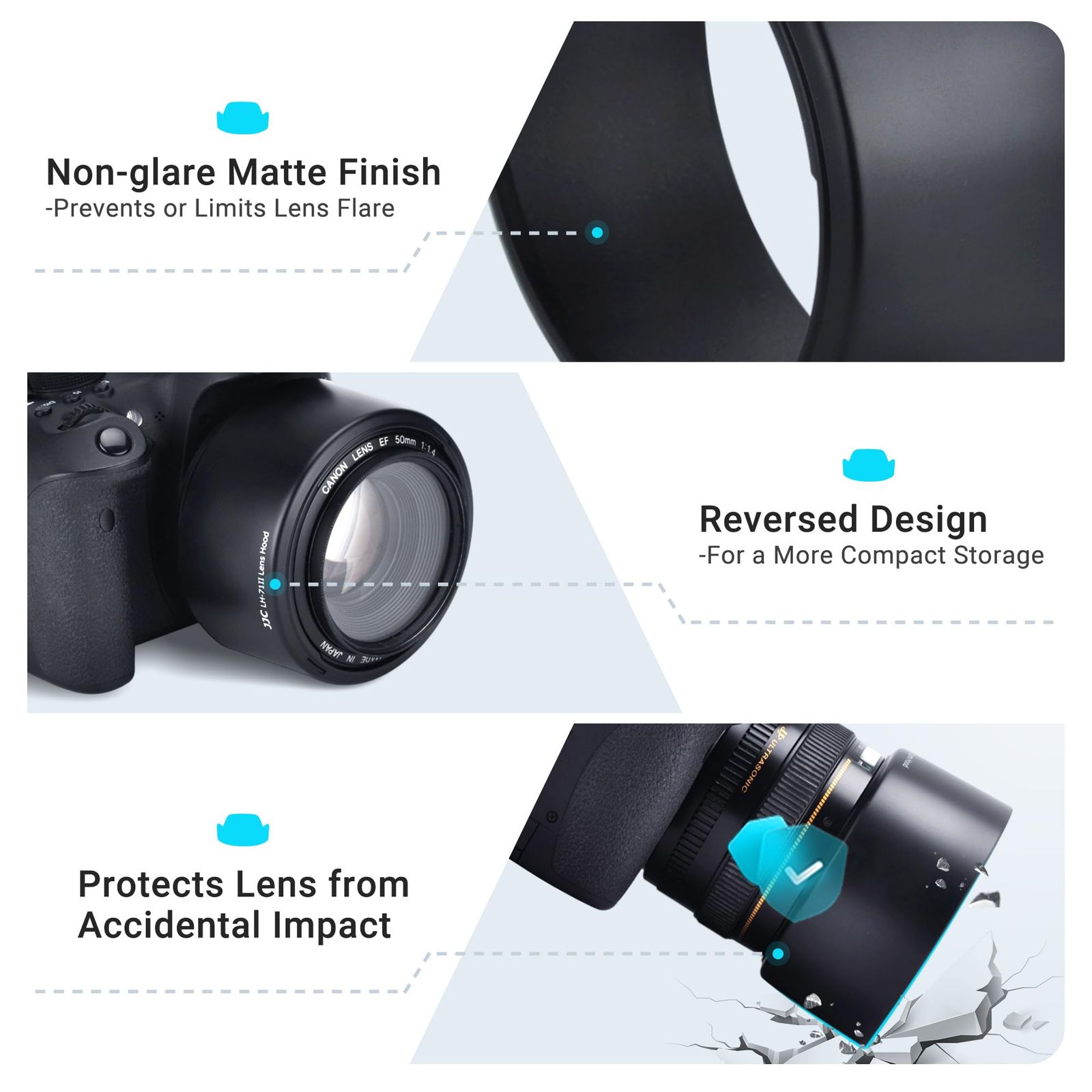 JJC レンズフードシェード Canon EF 50mm f/1.4 USM レンズ用 Canon ES