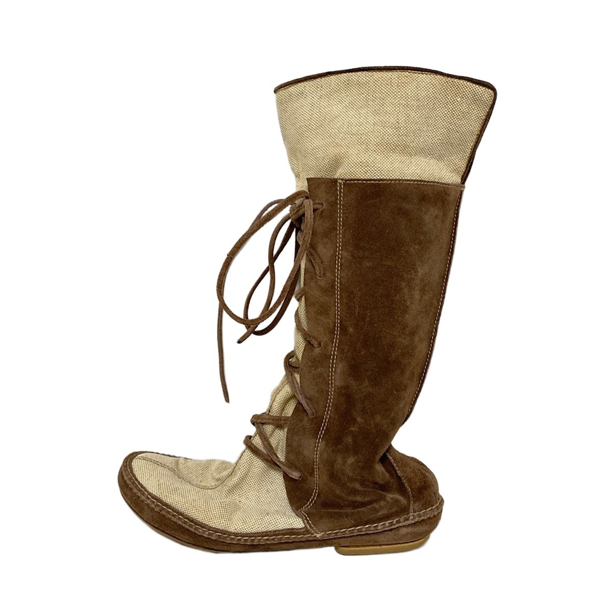 MARNI(マルニ) ロングブーツ レディース - ダークブラウン×ベージュ