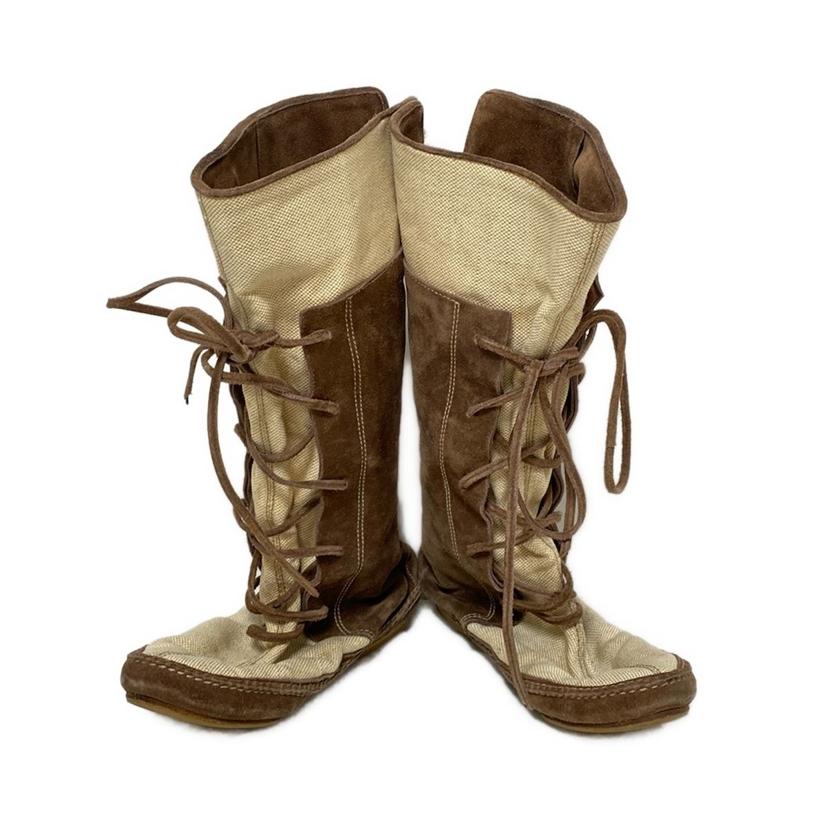 MARNI(マルニ) ロングブーツ レディース - ダークブラウン×ベージュ