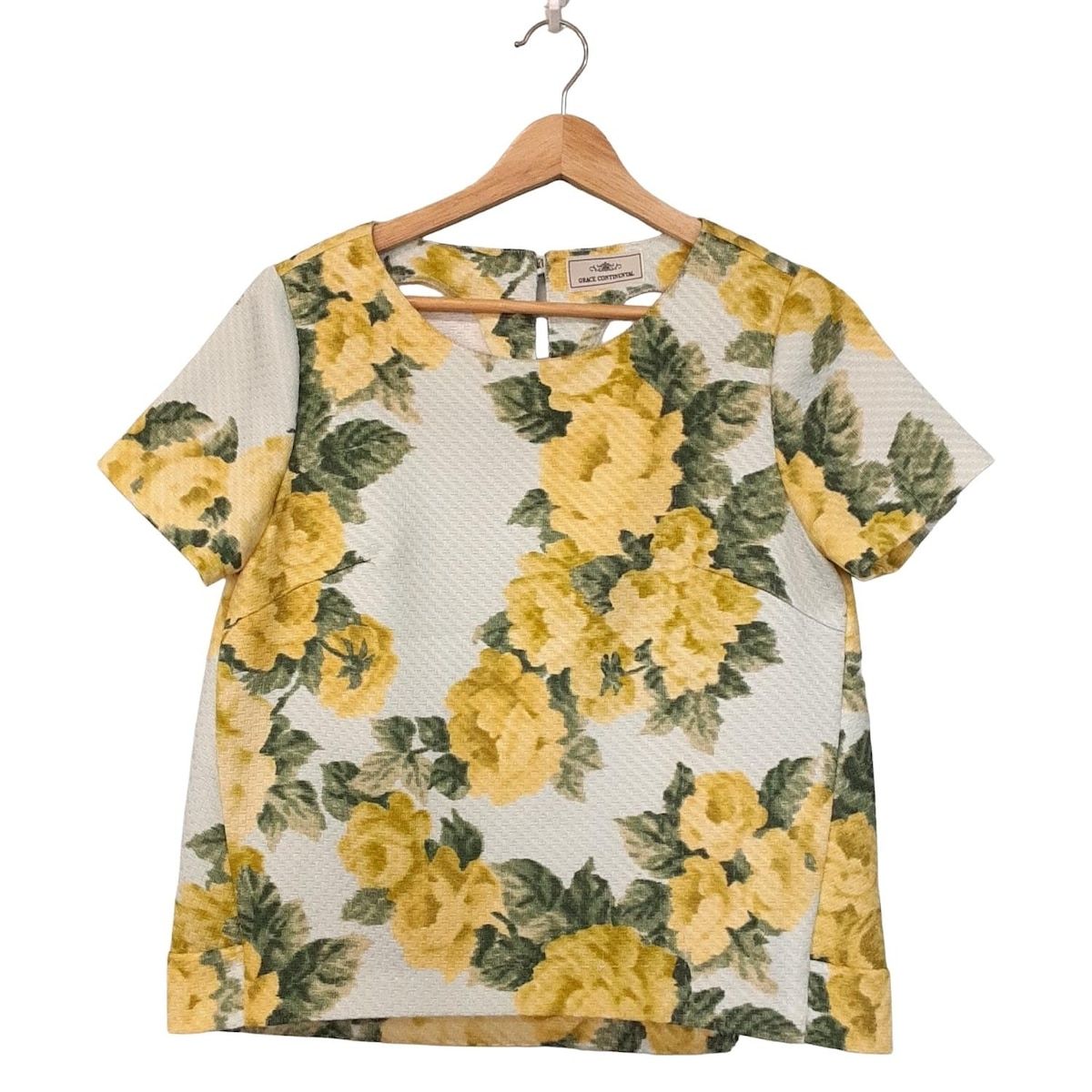 GRACE グレースコンチネンタル 半袖カットソー サイズ36 S レディース - ライトブルー×イエロー×グリーン 花柄