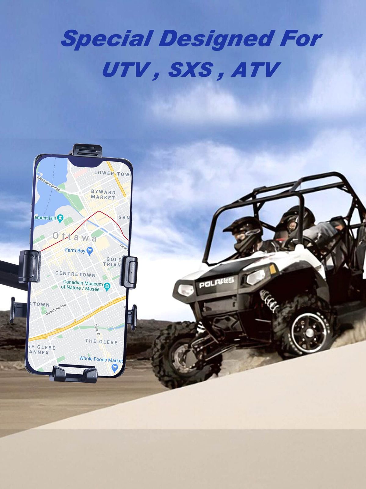 ZIDIYORUO UTV 携帯電話マウント 1.75インチ~2インチのロールケージ用 | Polaris RZR Can Am用アルミニウム合金ホルダー | 4.7インチ~6.8インチのスマートデバイスに対応 | UTV/SXSロールバーにしっかりと