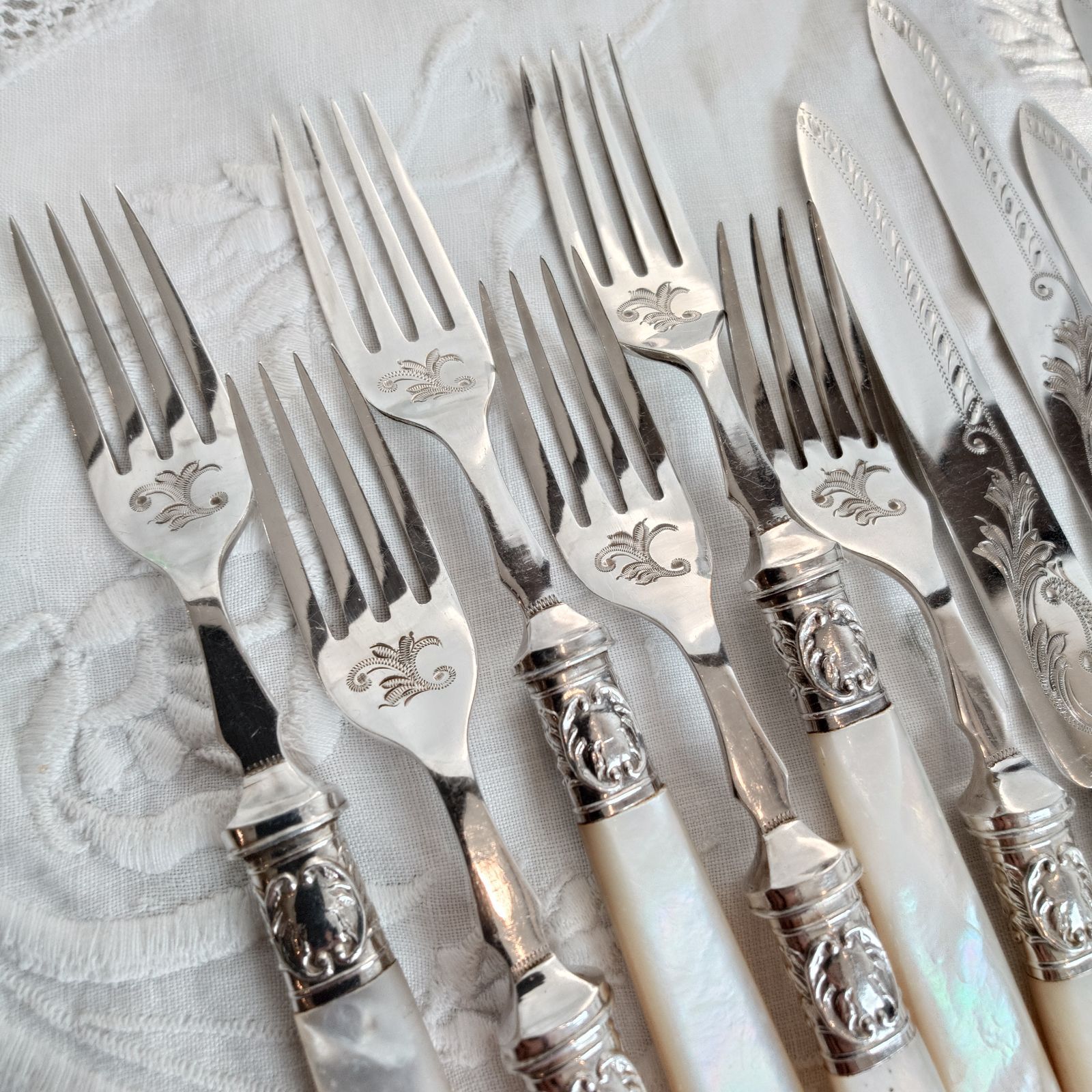 白蝶貝デザートカトラリーセット