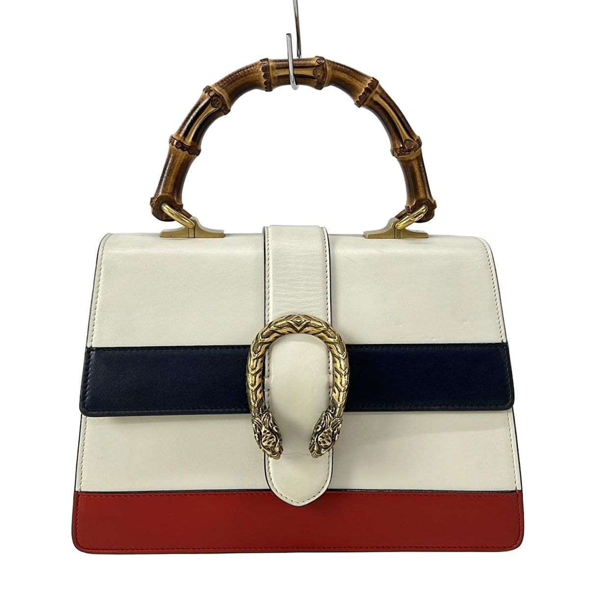 GUCCI グッチ ハンドバッグ ディオニュソス|バンブー 448075 アイボリー×ネイビー×レッド スタースタッズ レザー