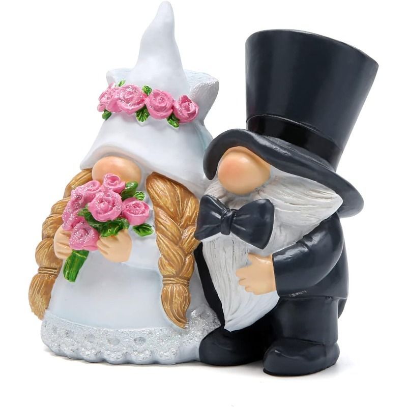  オブジェ 置物 結婚式を挙げている小人のカップル インテリア リビング ダイニング 玄関 寝室 装飾 オーナメント 樹脂 プレゼント ギフト オシャレ 棚装飾 ミニ観葉植物 置物 インテリア小物