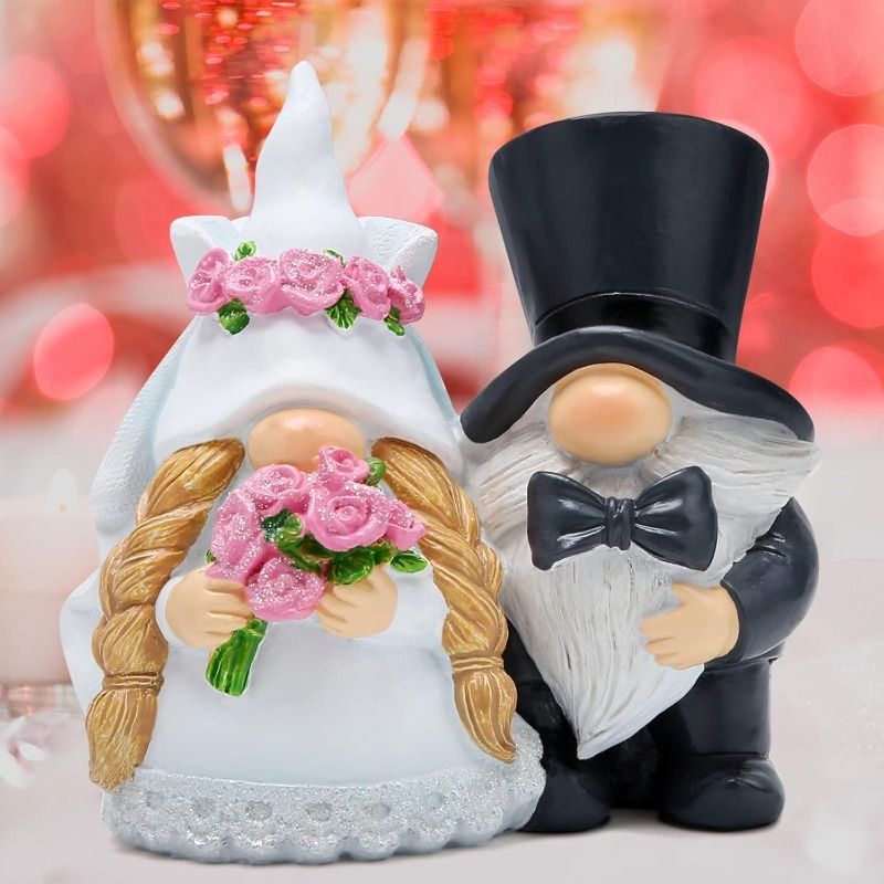 オブジェ 置物 結婚式を挙げている小人のカップル インテリア リビング ダイニング 玄関 寝室 装飾 オーナメント 樹脂 プレゼント ギフト オシャレ 棚装飾