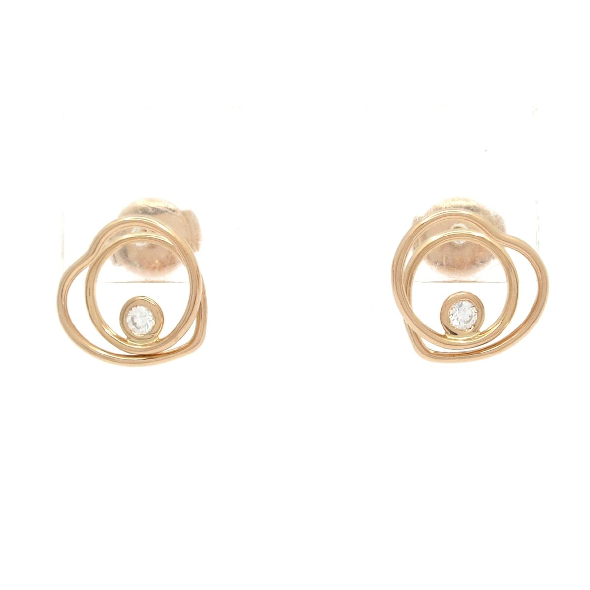 HERMES エルメス ピアス ヴェルティージュ クール TPM K 18 PG×ダイヤモンド ハート 総2 Pダイヤ ダイヤ総0.11カラット