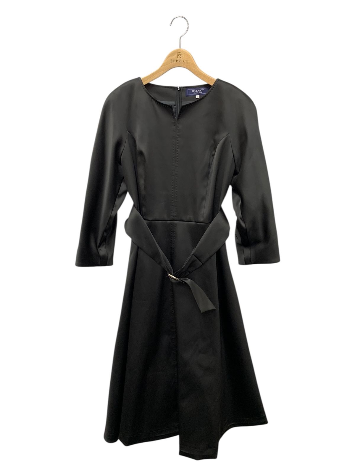 エムズグレイシー 411529 ワンピース 42 ブラック バックジップ