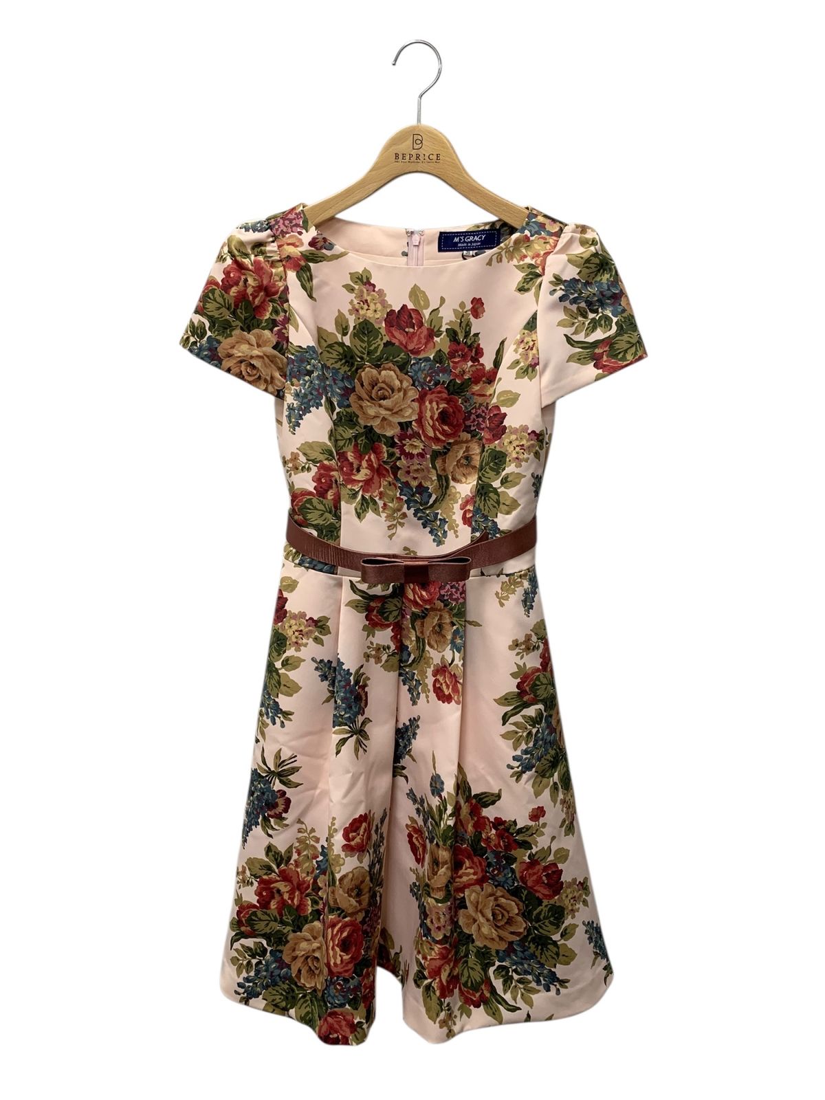 エムズグレイシー 721503 ワンピース 36 ピンク フラワーモチーフ