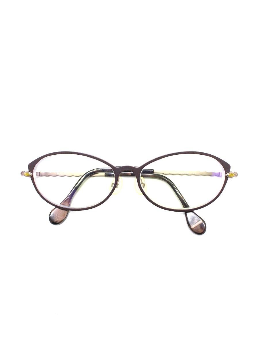 アキット mel 2 メガネ ブラウン マスタード メタルフレーム フルリム オーバル col.KMB