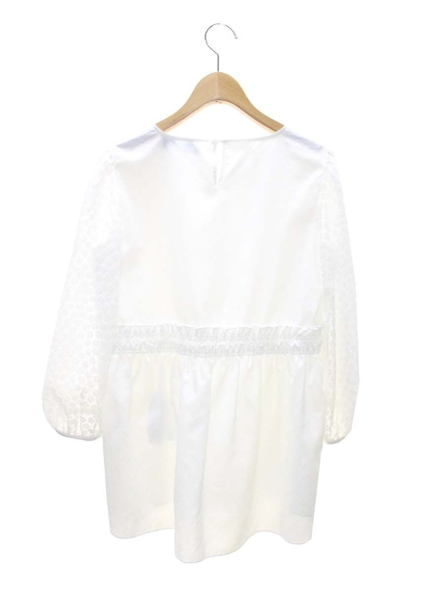 エムズグレイシー 410103 カットソー 38 ホワイト フラワーモチーフ パフスリーブ