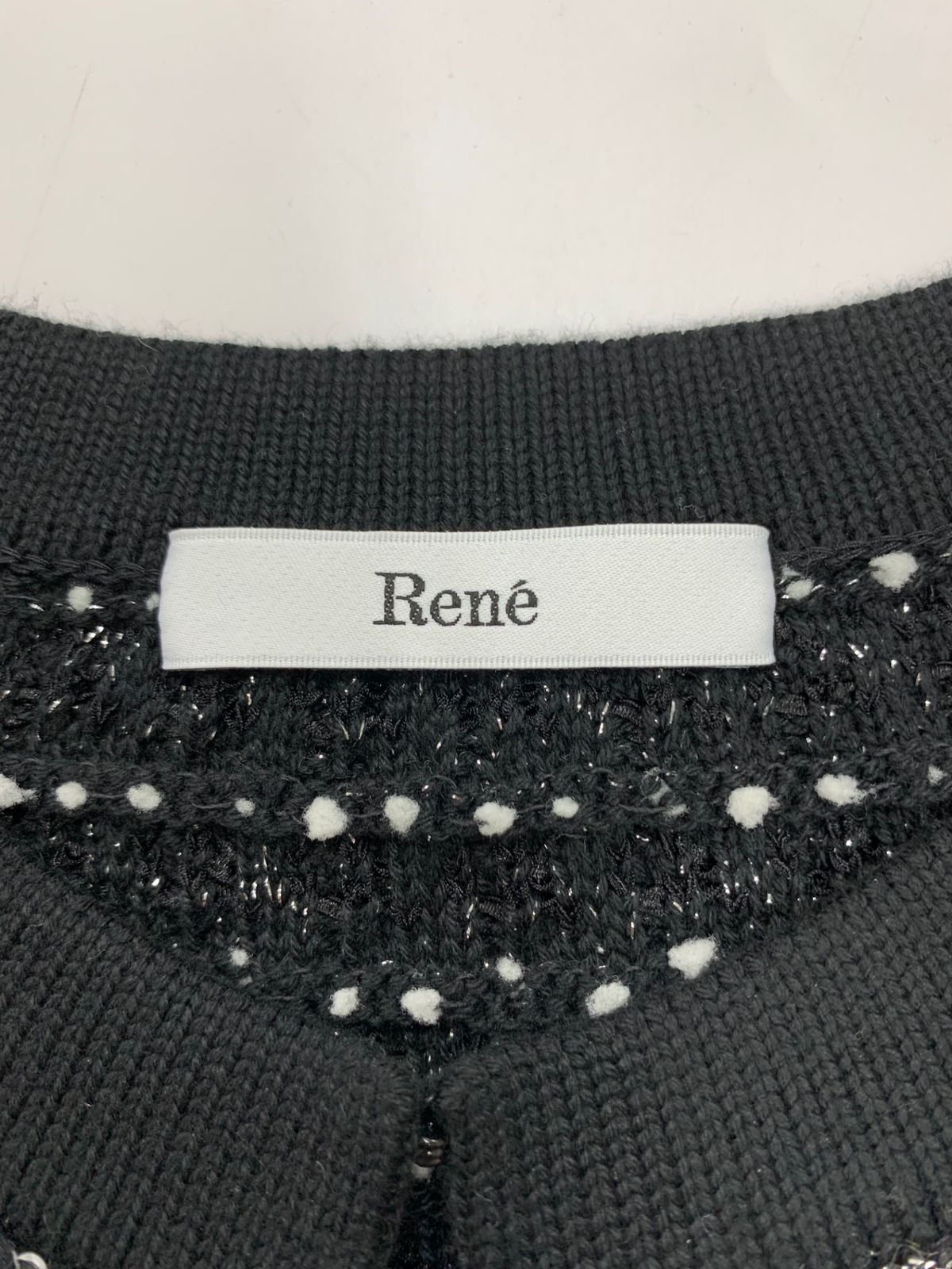 ルネ 6312920 カーディガン 34 ブラック ニット ダブルジップ
