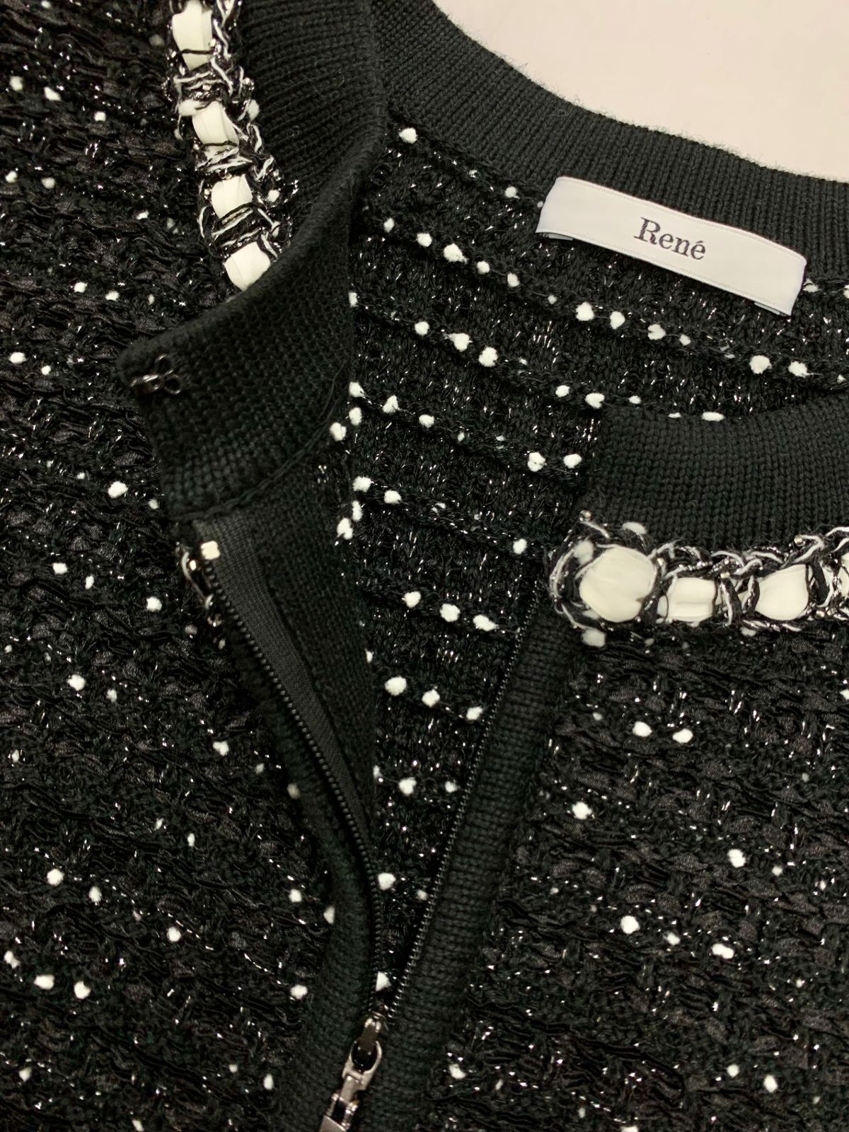 ルネ ダブルジップ カーディガン 34 ブラック ルネ ダブルジップ カーディガン 34 ブラック ルネ❇️Rene❇️ジップ