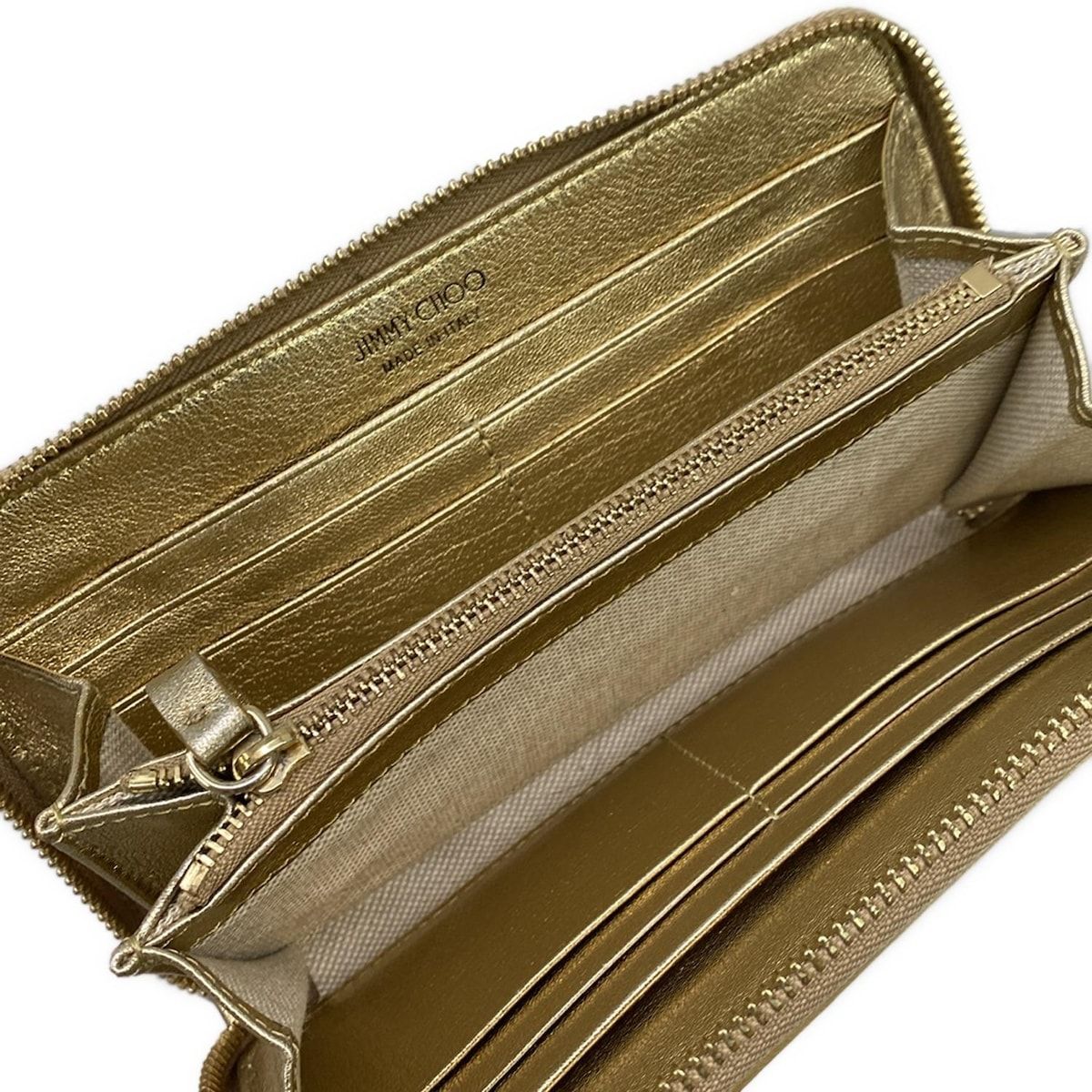 JIMMY CHOO(ジミーチュウ) 長財布 - ゴールド ラウンドファスナー