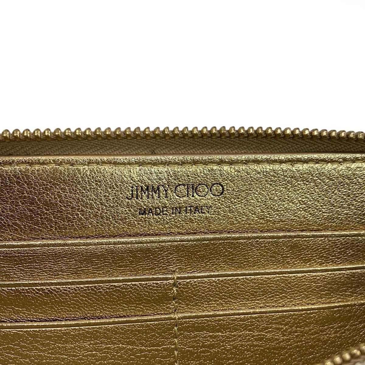 JIMMY CHOO(ジミーチュウ) 長財布 - ゴールド ラウンドファスナー