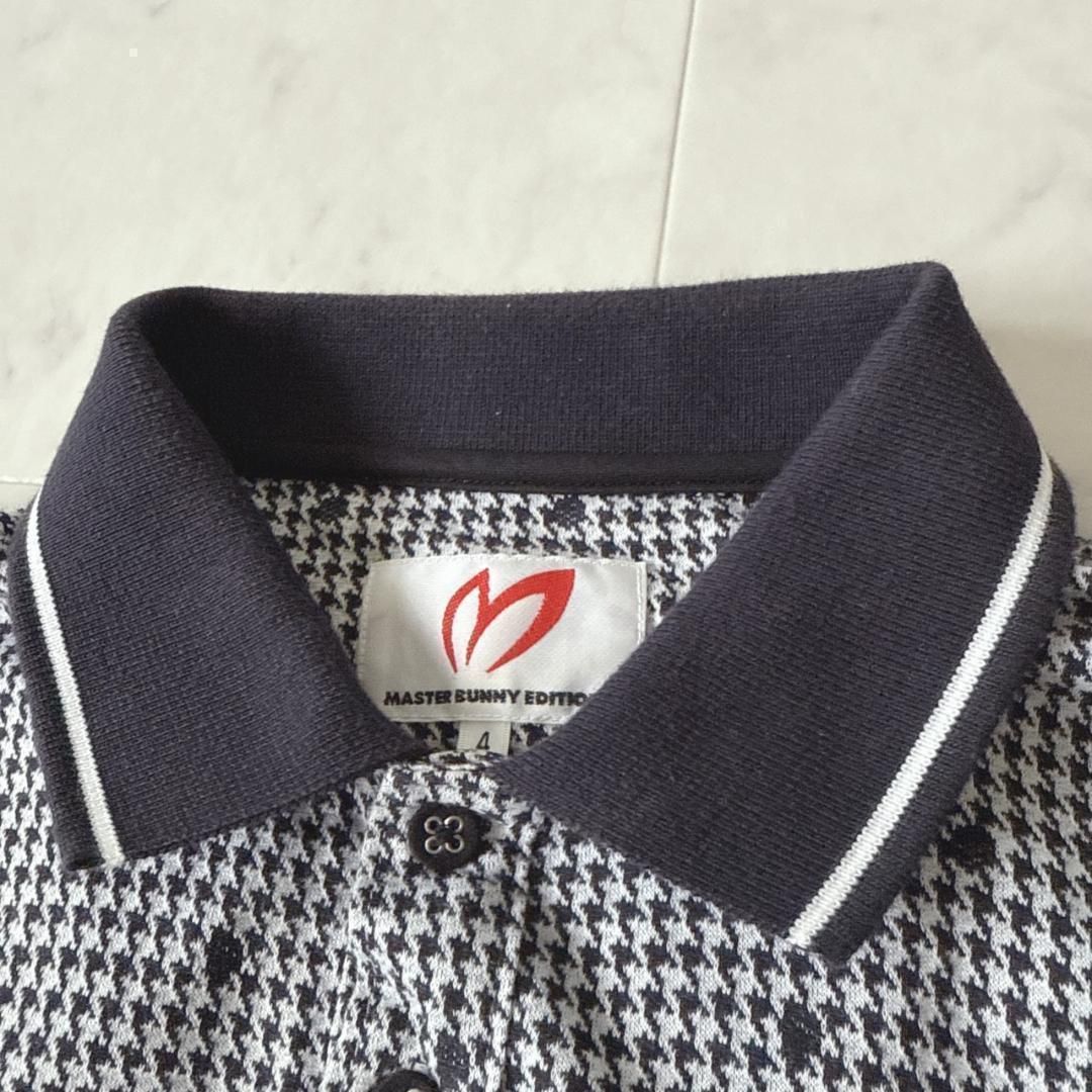 マスターバニー千鳥格子柄 ドット柄 ポロシャツ モノトーン ネイビー 4