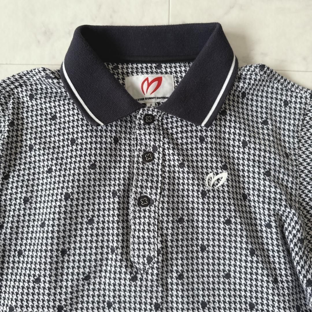 マスターバニー千鳥格子柄 ドット柄 ポロシャツ モノトーン ネイビー 4