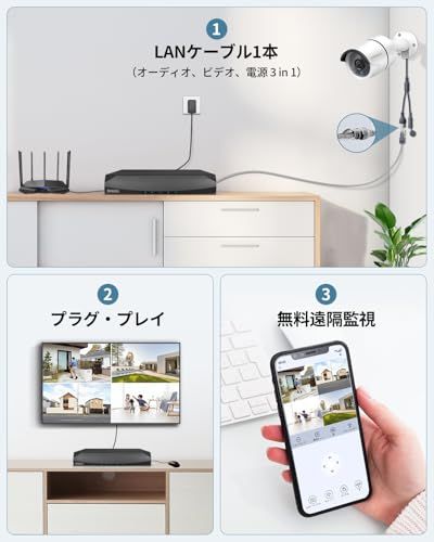 新品】【30メートル超強暗視】OHWOAI POE防犯カメラセット 防犯カメラ