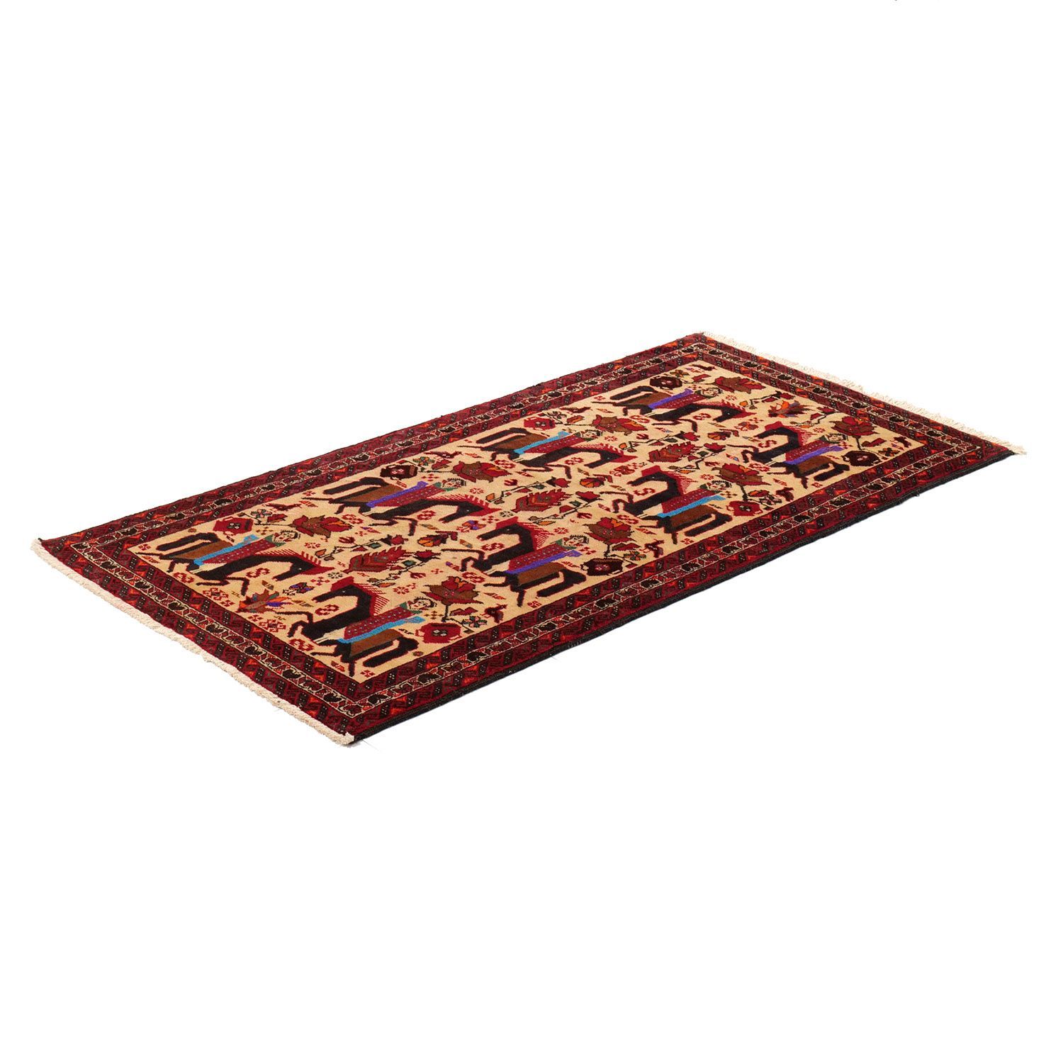 カシュガイ 1960年代 1930×1020 セミアンティーク 乗馬人物文様 ウール