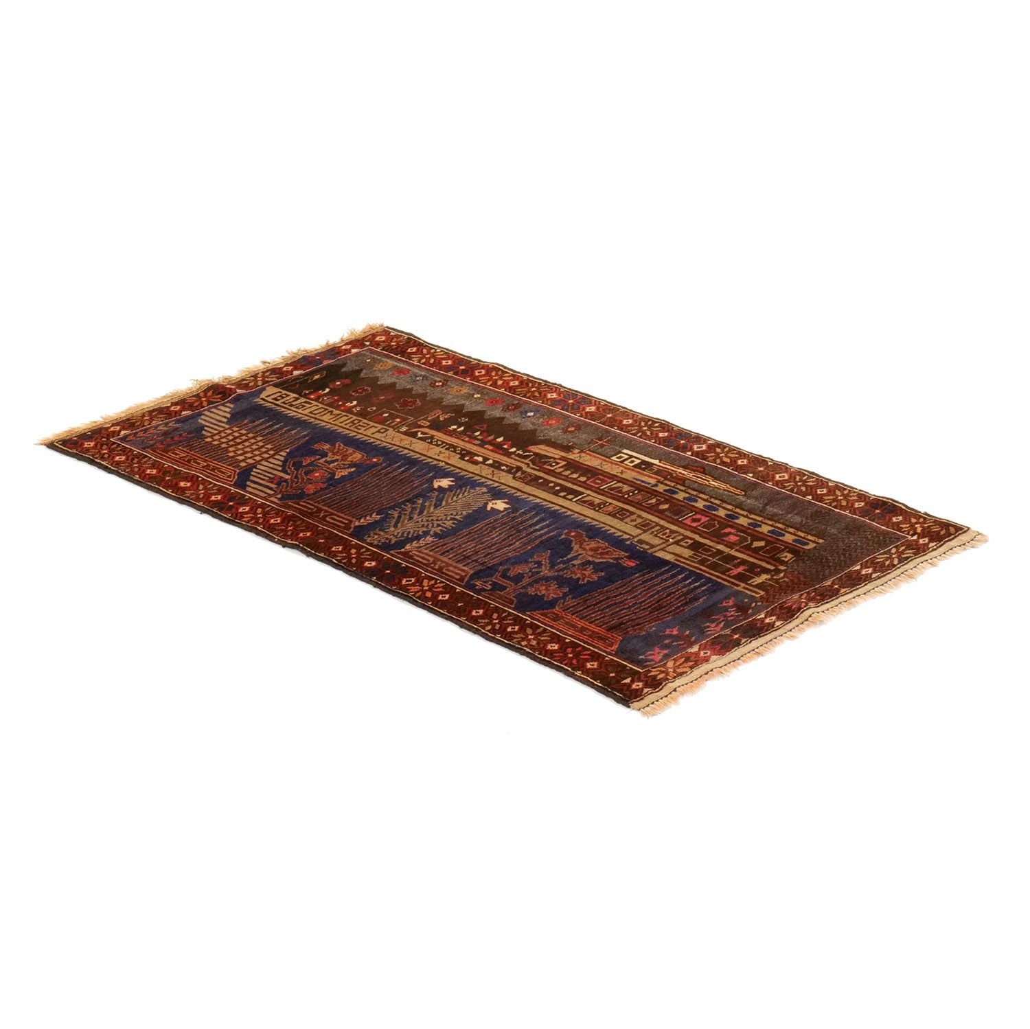 アフガニスタン 1960年代 1480×890 セミアンティーク ピクトリアルラグ