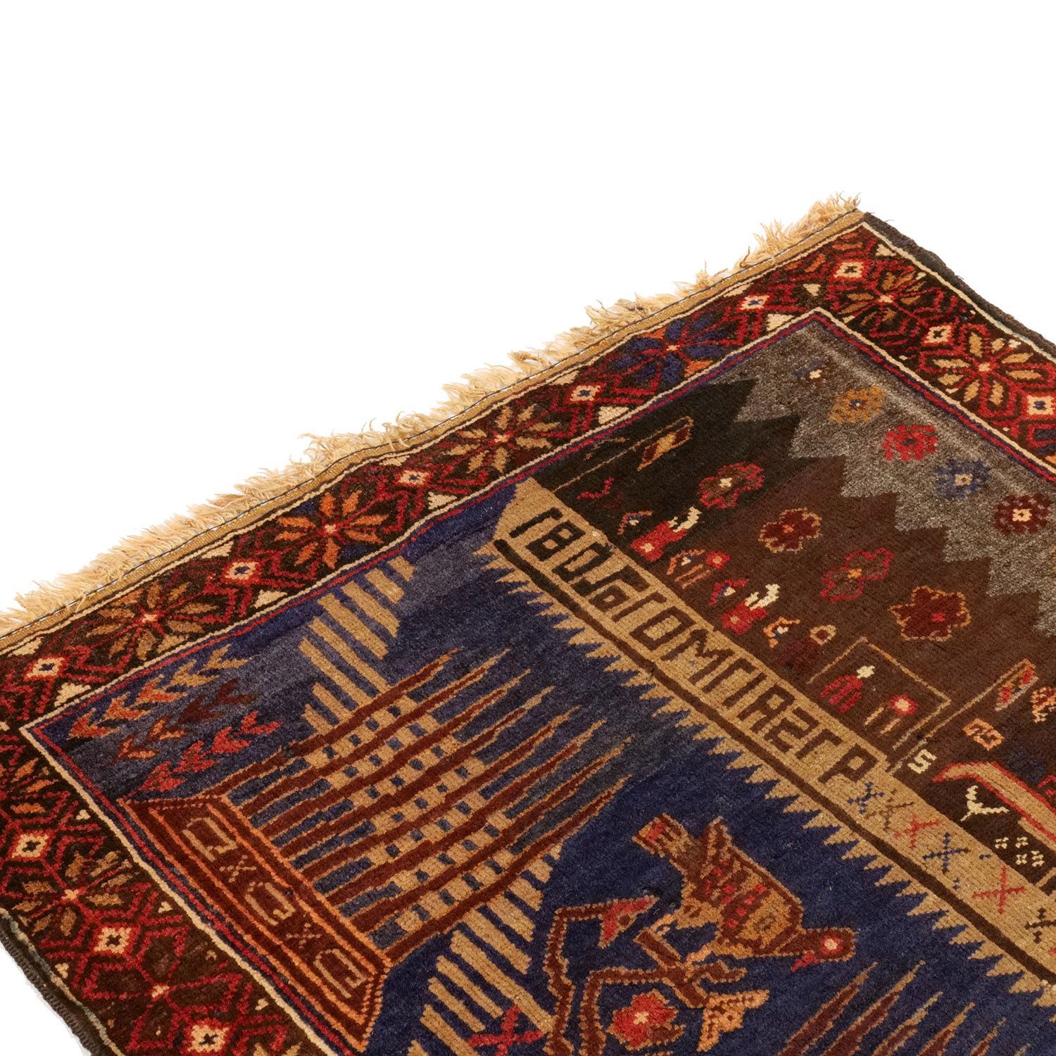 アフガニスタン 1960年代 1480×890 セミアンティーク ピクトリアルラグ