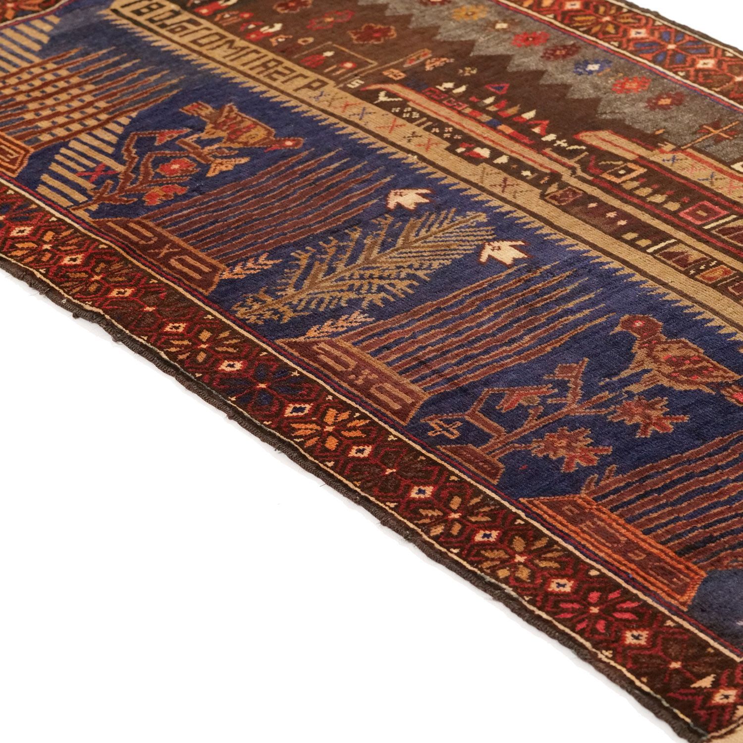 アフガニスタン 1960年代 1480×890 セミアンティーク ピクトリアルラグ