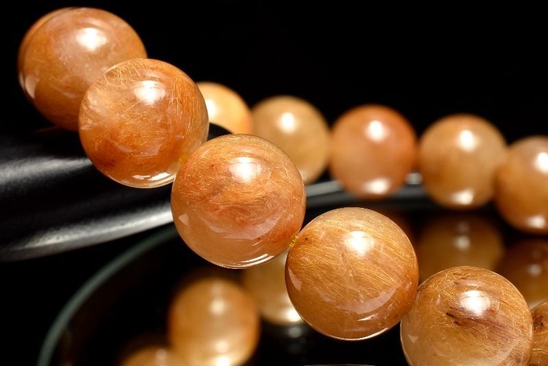 １点物 濃密内包 オレンジ ヴィーナスルチルクォーツ 11 mm ブレスレット パワーストーン 天然石 _MC 1180