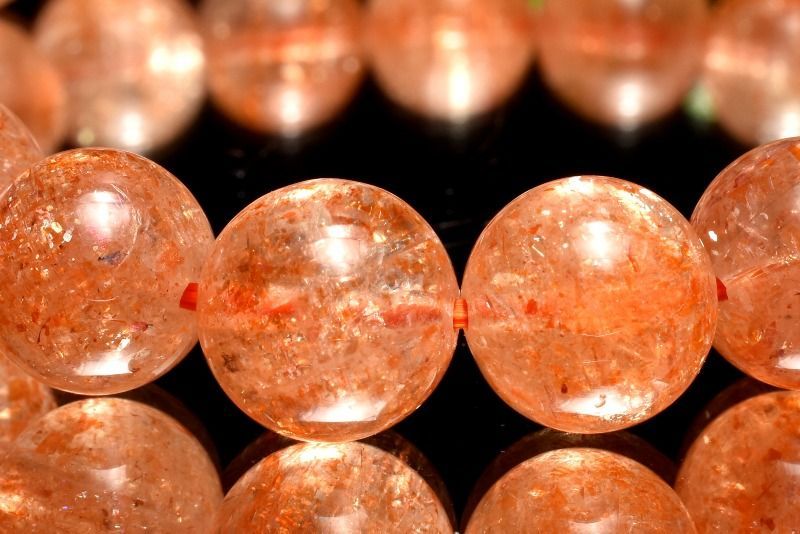 １点物 高発色 アルーシャ産 フェルドスパーサンストーン 10.5 mm ブレスレット パワーストーン 天然石 _MC 1315