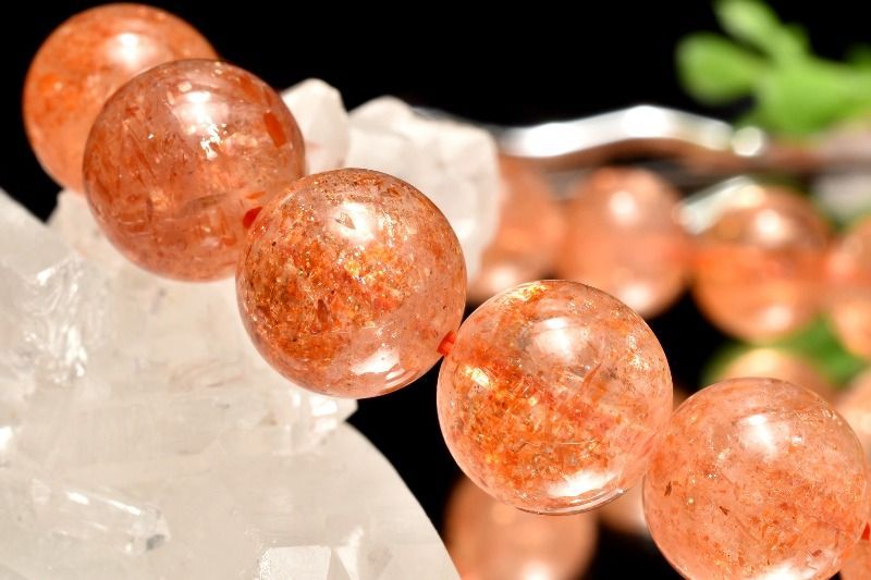  １点物 高発色 アルーシャ産 フェルドスパーサンストーン 10.5 mm ブレスレット パワーストーン 天然石 _MC 1315 ブレスレット バングル アクセサリー