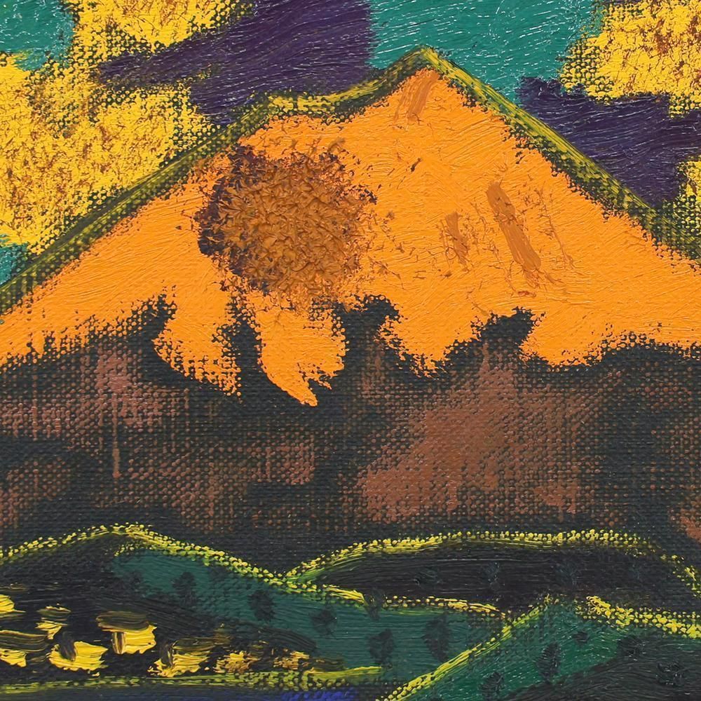 真作】【WISH】田崎広助「箱根朱富士」油彩 4号 ◇田崎暘之介鑑定