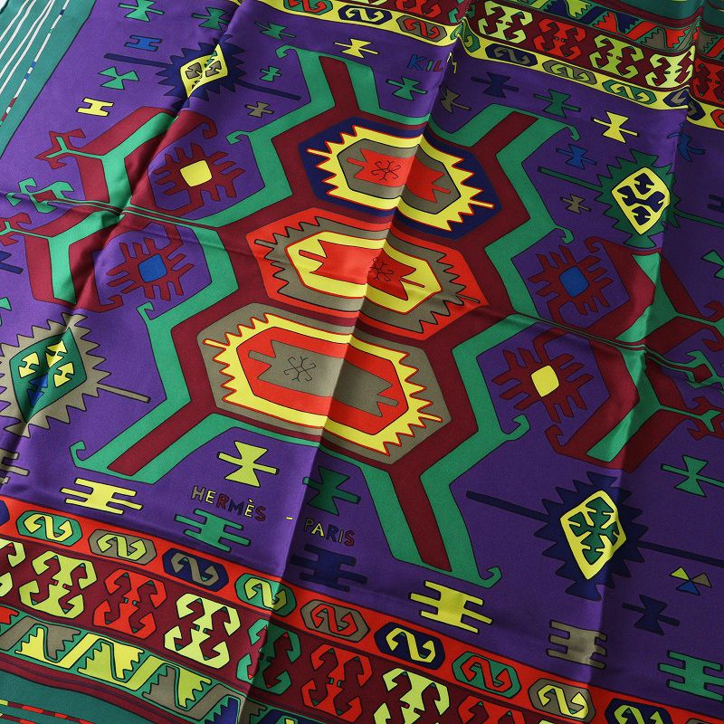  エルメス HERMES KILIM キリム カレ90 シルクスカーフ グリーン系 ネイティブ 大判 その他 小物
