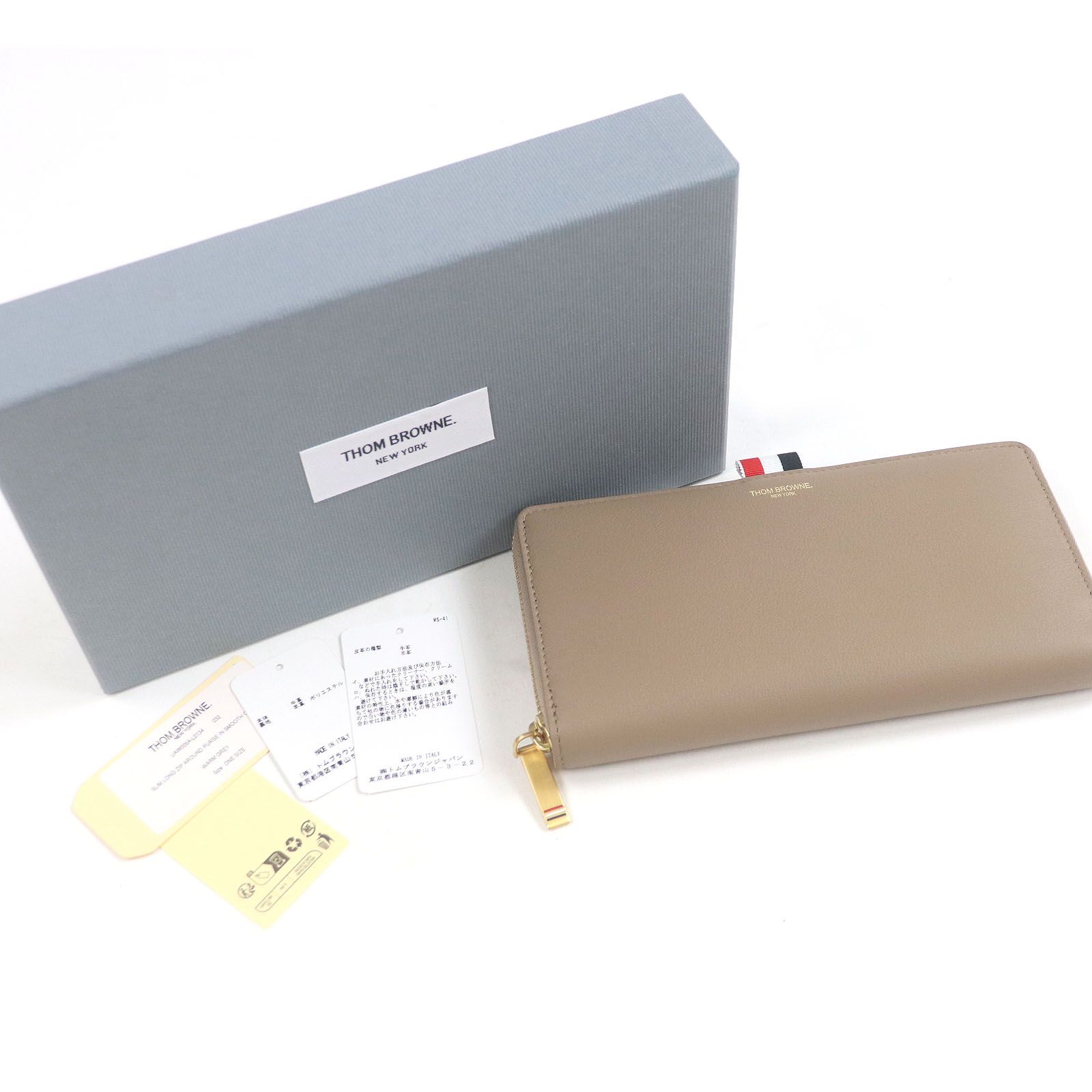 未使用品□THOM BROWNE トムブラウン UAW005A レザー スリム ロング