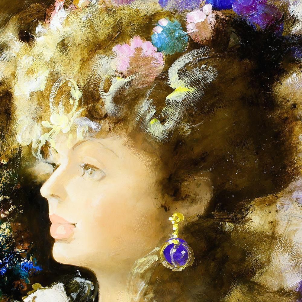 真作】【WISH】宮永岳彦「翔」油彩 4号 共シール ◇華麗なる宮永美人