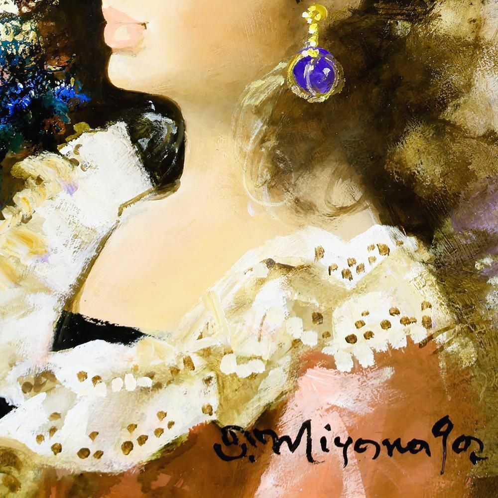 真作】【WISH】宮永岳彦「翔」油彩 4号 共シール ◇華麗なる宮永美人