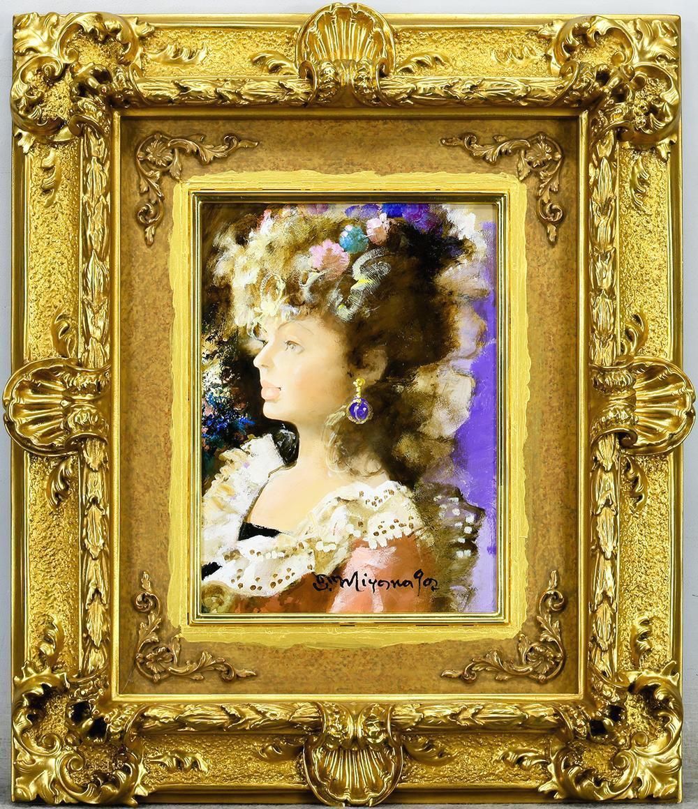 真作】【WISH】宮永岳彦「翔」油彩 4号 共シール ◇華麗なる宮永美人