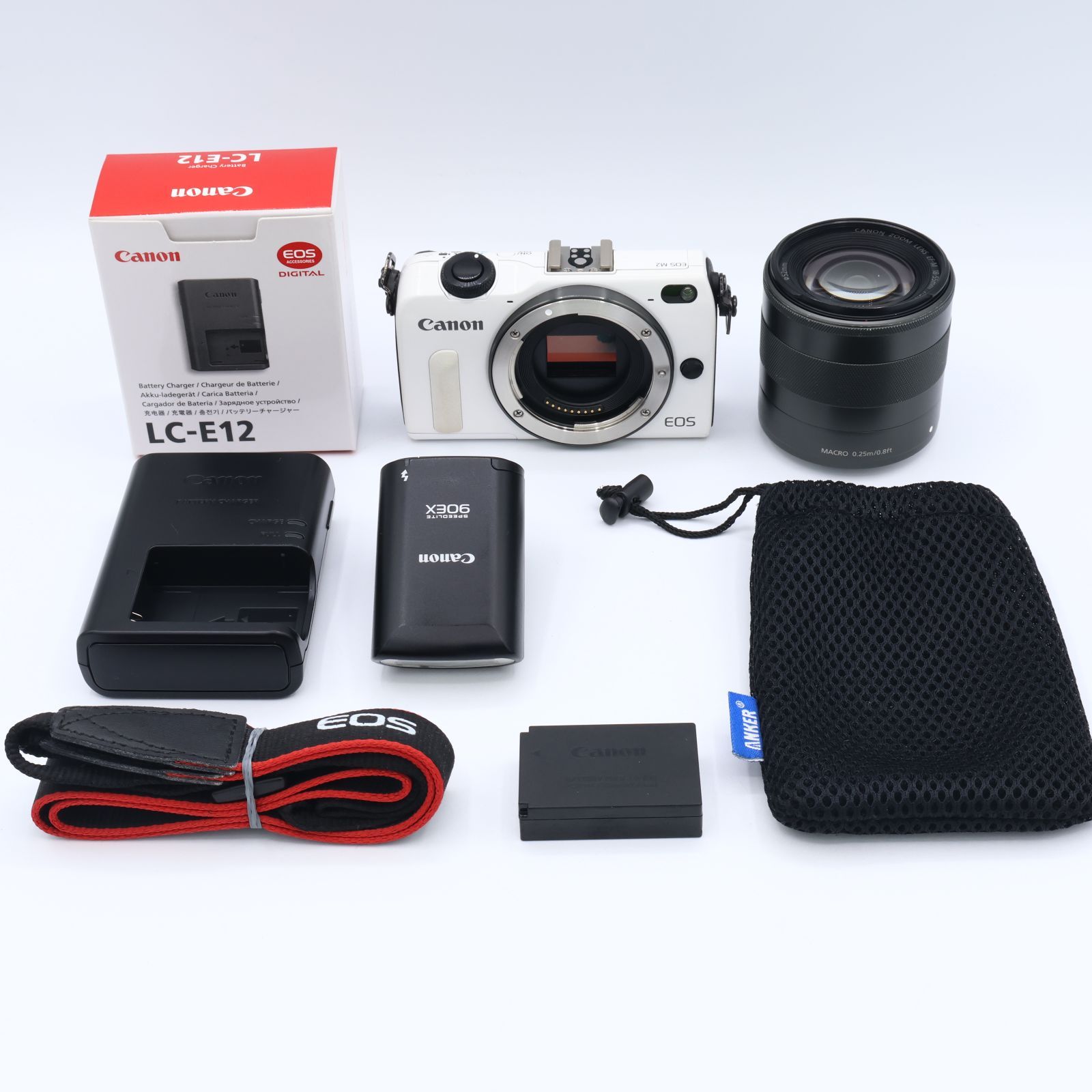 Canon EOS M2 ホワイト 本体と付属品 Canon キヤノン EOS M2 EF-M18-55 IS STM レンズキット(ホワイト) EF