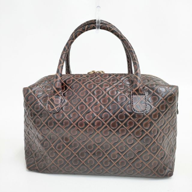 GHERARDINI レザー 型押し ボストンバッグ トートバッグ ブラウン