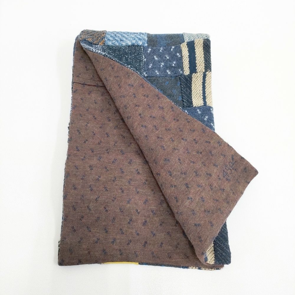 45R/45rpm 4545祭り 限定 パッチワーク つぎはぎ マフラー ネイビー 多