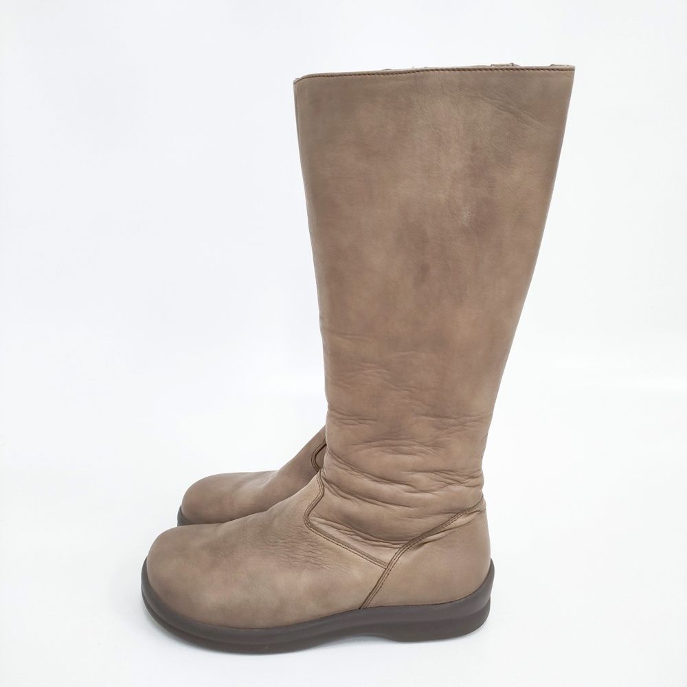 footprints サイドジップ レザー革 25 cm ロング ブーツ ベージュ レディース ビルケンシュトックフットプリンツ 5-1112 T