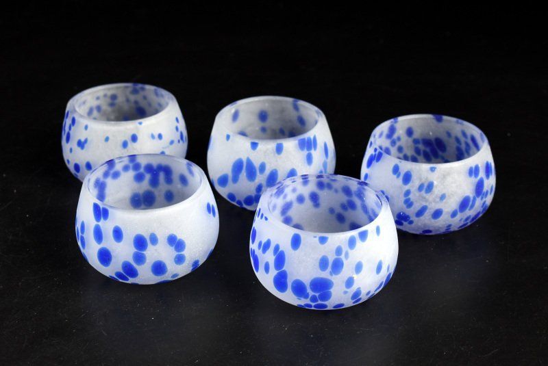 【蔵A2568b】すりガラス つぼつぼ 小鉢 豆鉢 五客