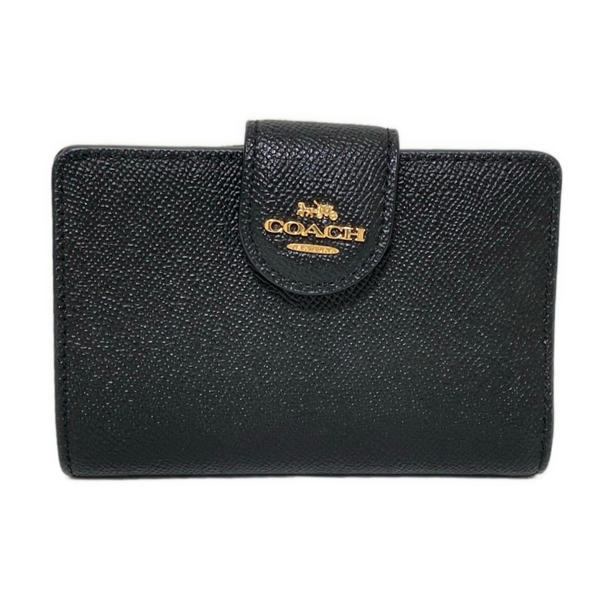 COACH コーチ 2つ折り財布 黒 レザー