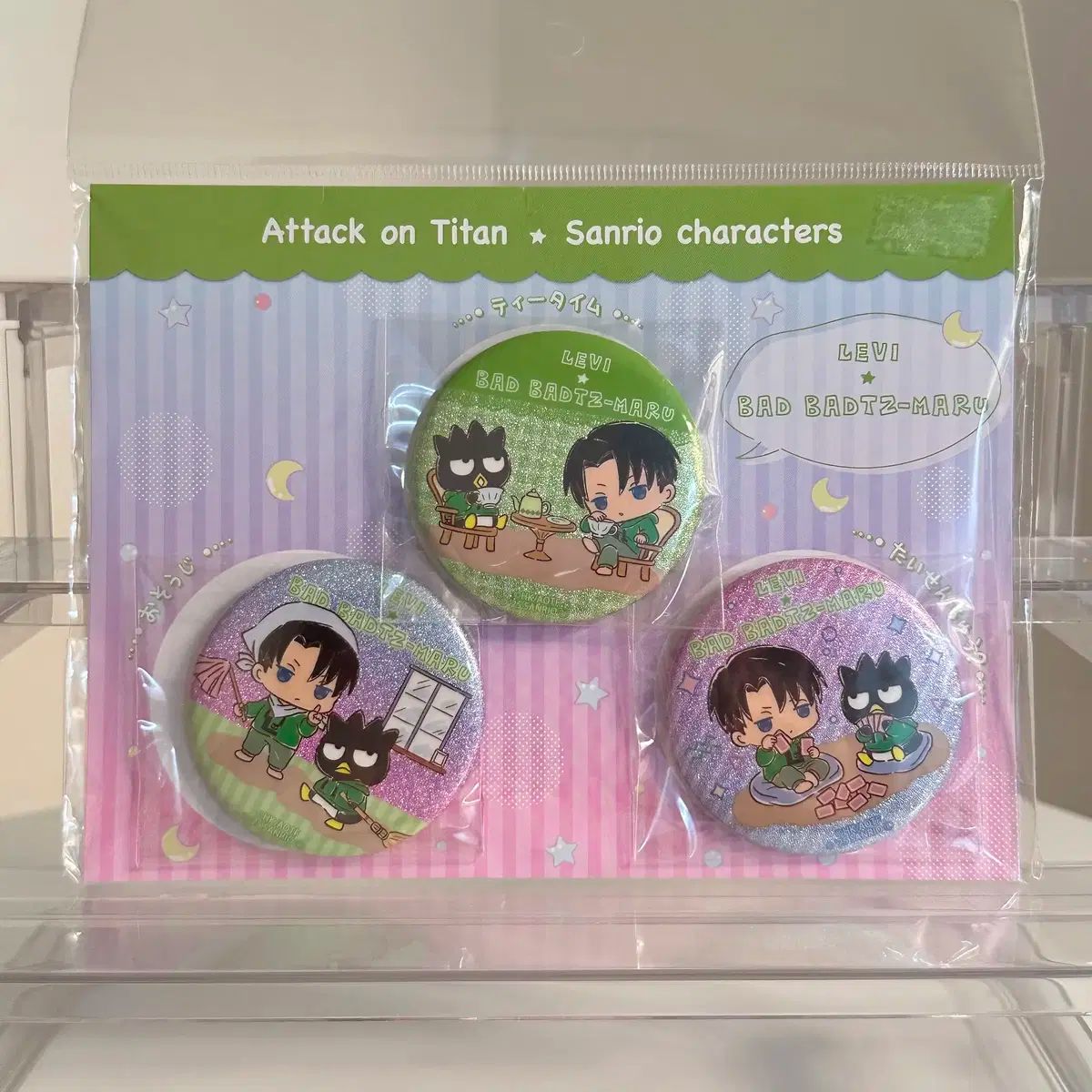 未開封) リヴァイ 缶バッジ セット 進撃の巨人 サンリオ コラボ バッド
