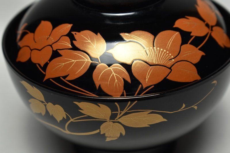 蔵A5063c】特選会津塗 蒔絵花図 吸物椀 汁椀 五客 木箱 - メルカリ