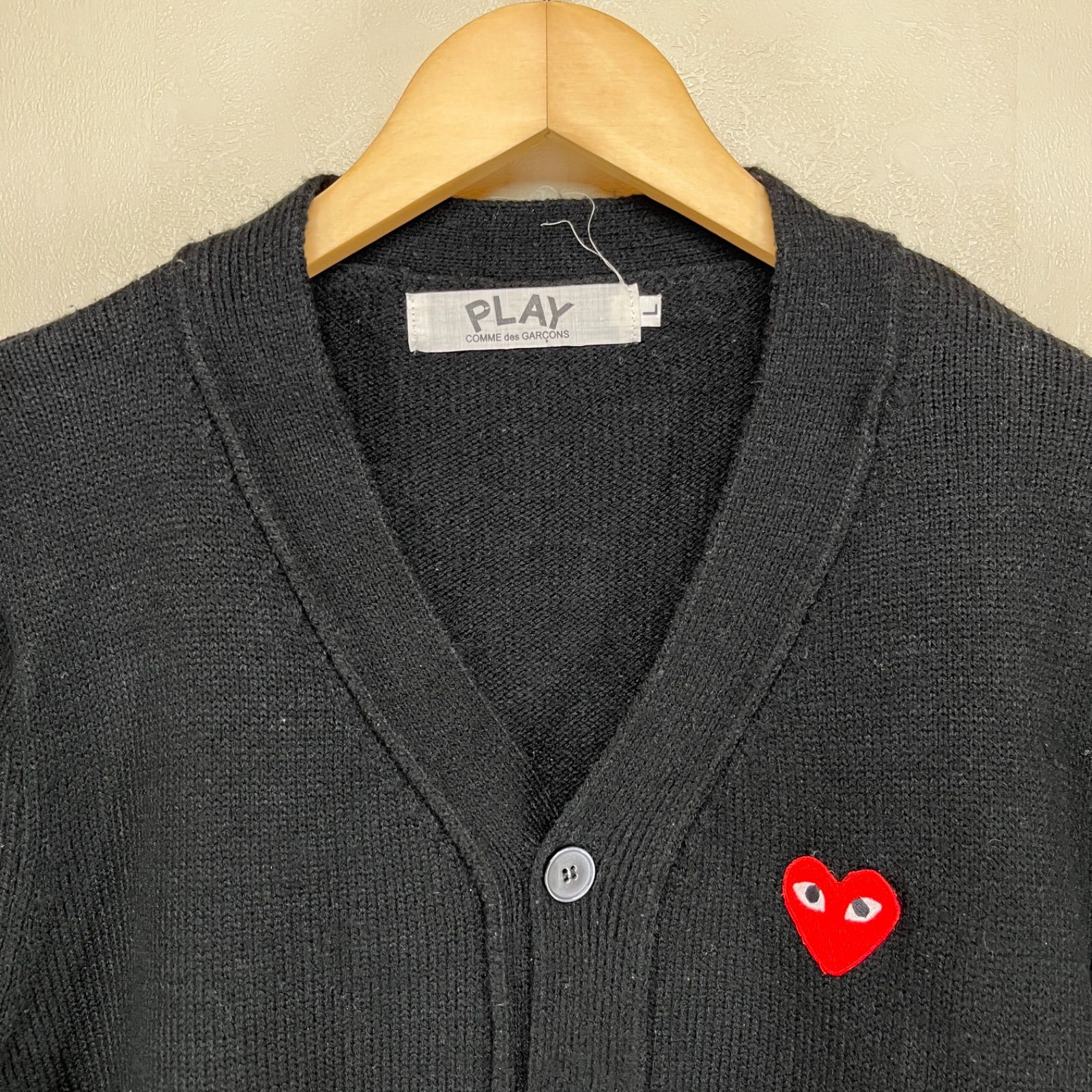 プレイコムデギャルソン 短丈ニットカーディガン ハートパッチ